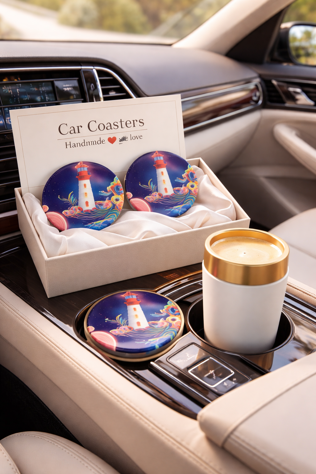 Ceramic Car Coaster- Lighthouse