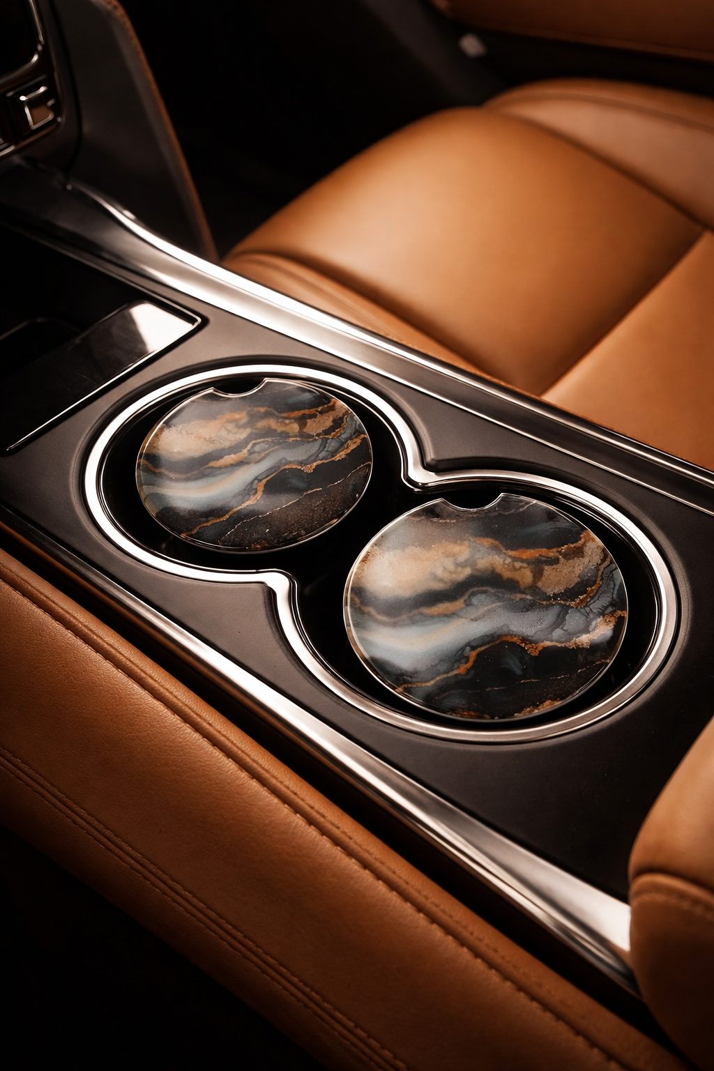 Ceramic Car Coasters - Black Marble